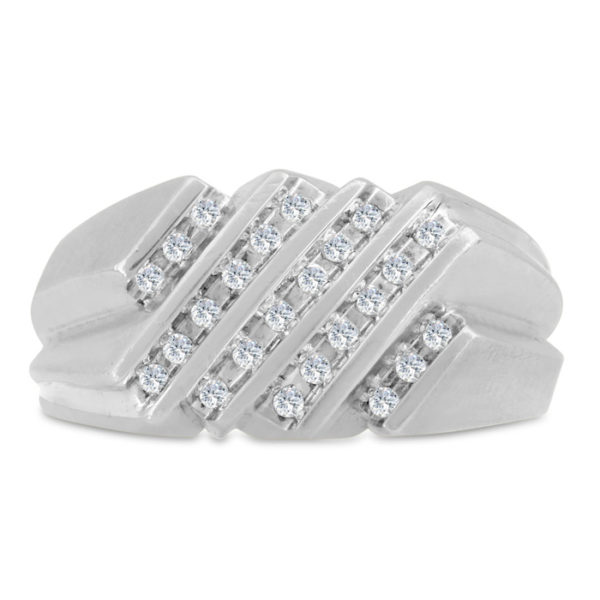 Men's 1/2 Carat Diamond Wedding Band in White Gold, -K, I1-I2, 11.38mm Wide by SuperJeweler