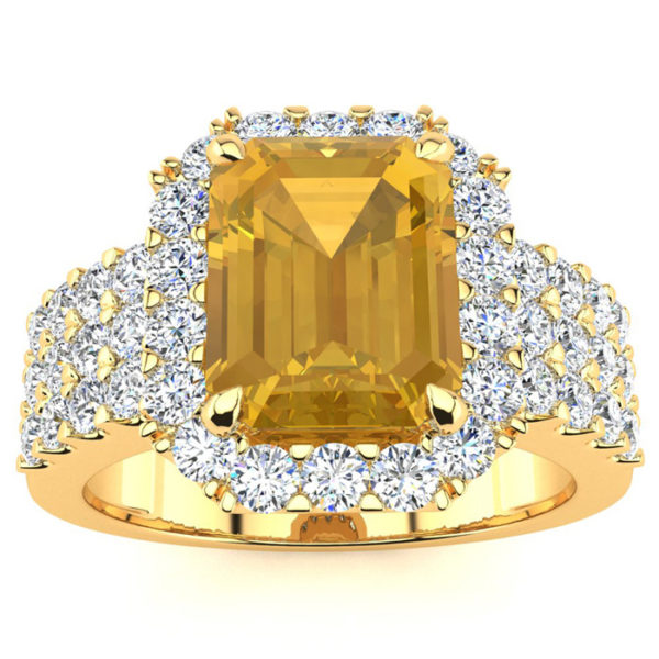 3 Carat Citrine & Halo Diamond Ring in 14K Yellow Gold (8.7 g),  by SuperJeweler