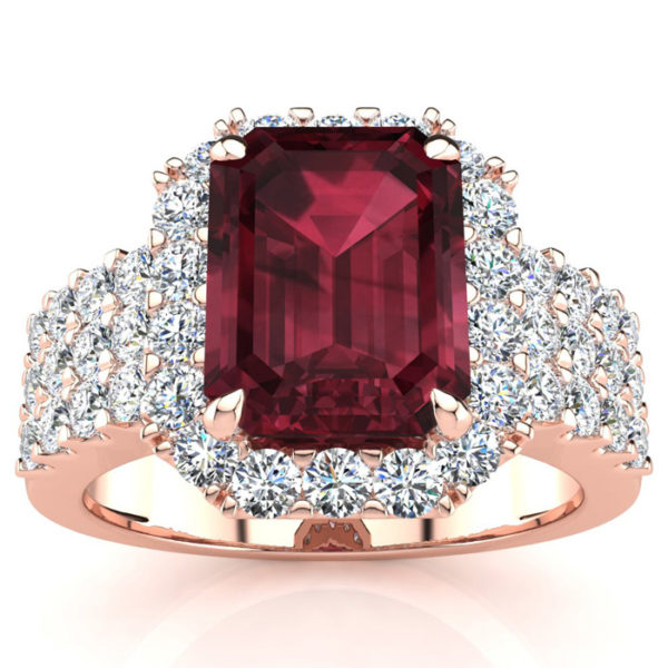 3 3/4 Carat Garnet & Halo Diamond Ring in 14K Rose Gold (8.7 g),  by SuperJeweler
