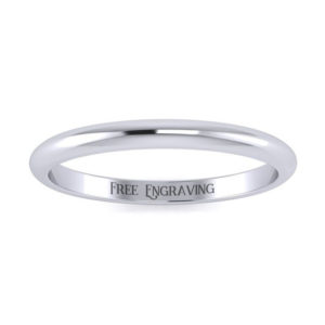18K White Gold (3.2 g) 2MM Heavy Ladies & Men's Wedding Band, Size 12.5, Free Engraving by SuperJeweler